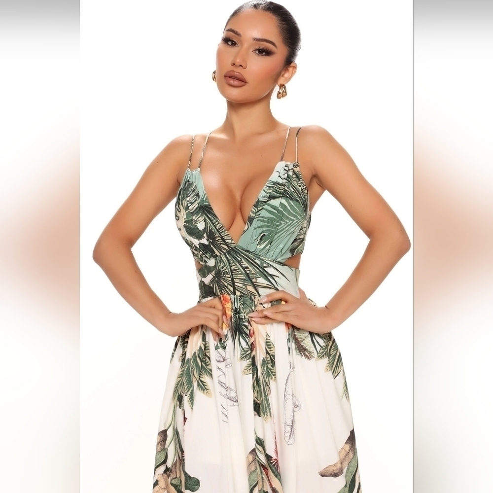 FASHION NOVA PLUS SIZE 1X‎ MAXI LONG DRESS KEY WEST PARTY VACATION BEACH NWT - Picture 2 of 16